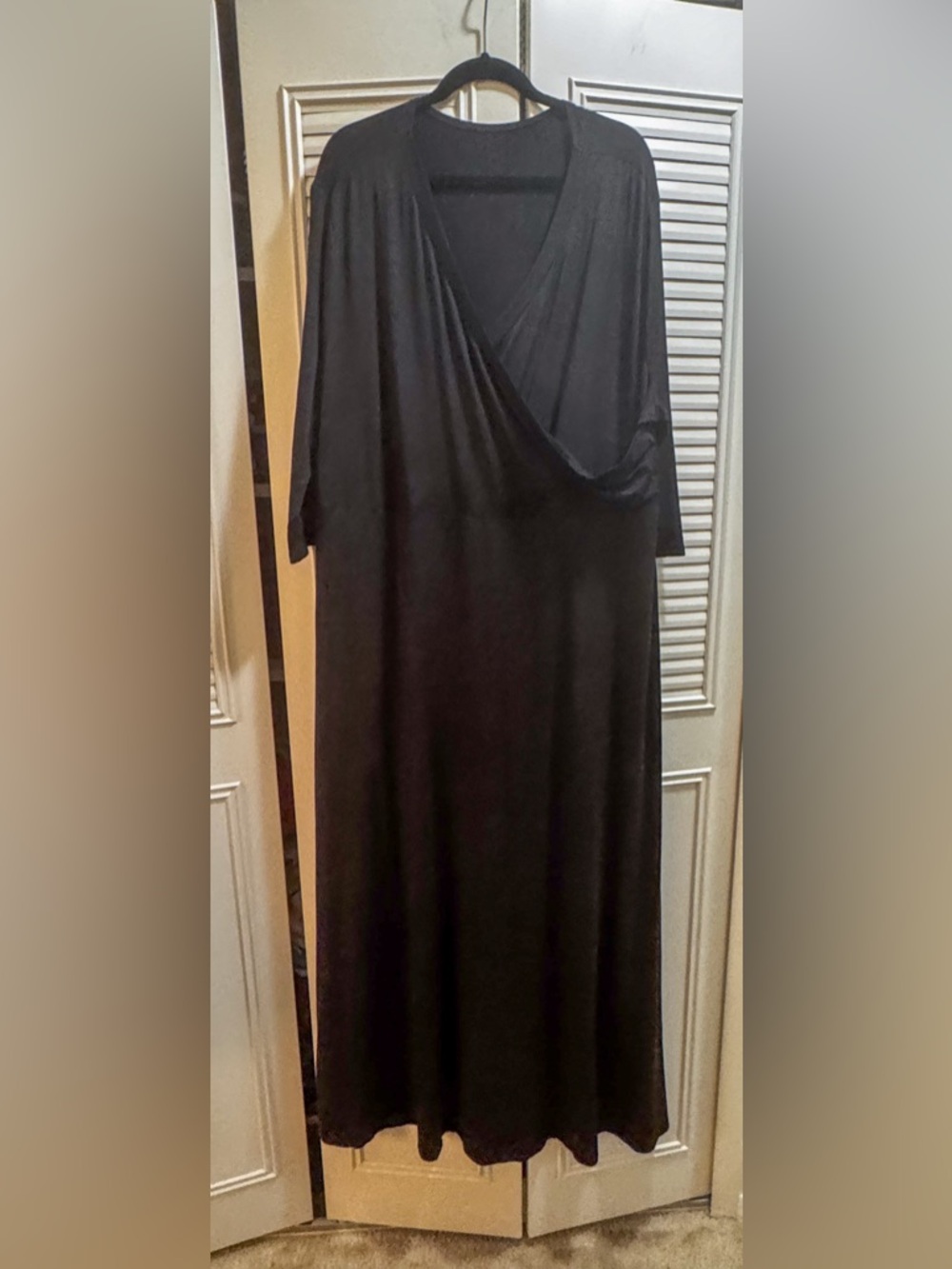 Black Surplice Wrap Women's Dress